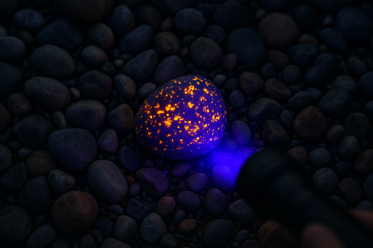 Yooperlite glowing under UV light